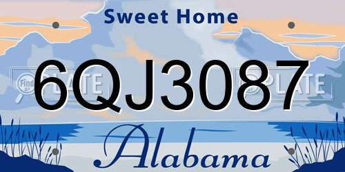 6QJ3087 Alabama License Plate