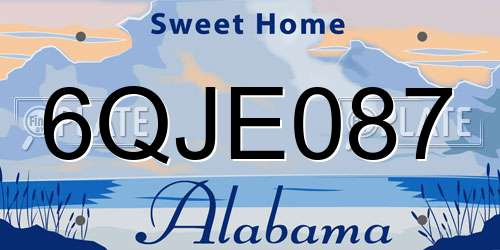 6QJE087 Alabama License Plate