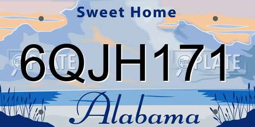 6QJH171 Alabama License Plate