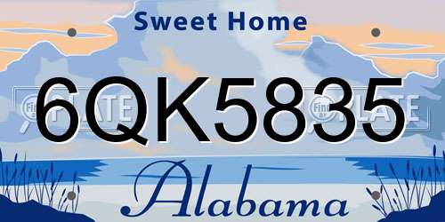 6QK5835 Alabama License Plate