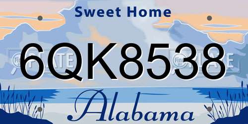 6QK8538 Alabama License Plate