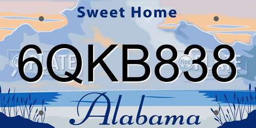 6QKB838 Alabama License Plate