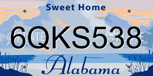 6QKS538 Alabama License Plate