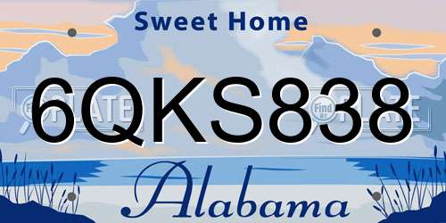 6QKS838 Alabama License Plate