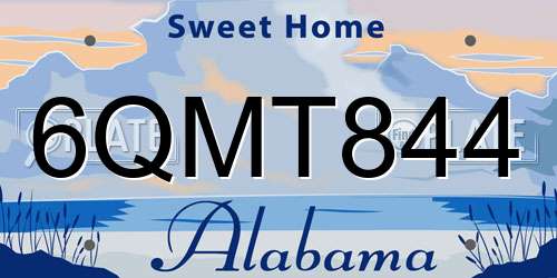 6QMT844 Alabama License Plate