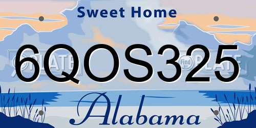 6QOS325 Alabama License Plate