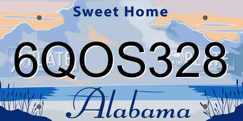 6QOS328 Alabama License Plate