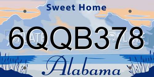 6QQB378 Alabama License Plate