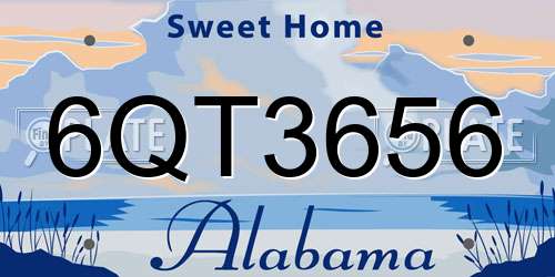 6QT3656 Alabama License Plate