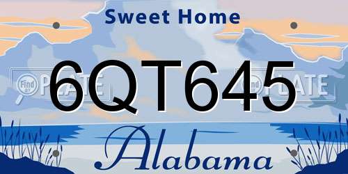 6QT645 Alabama License Plate