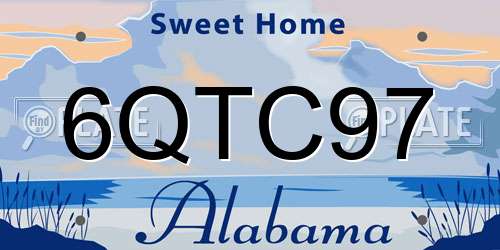 6QTC97 Alabama License Plate