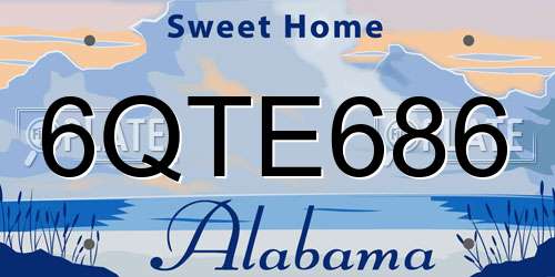 6QTE686 Alabama License Plate
