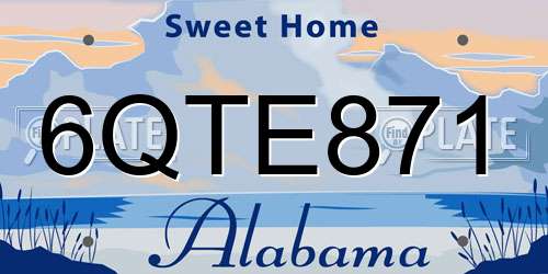 6QTE871 Alabama License Plate