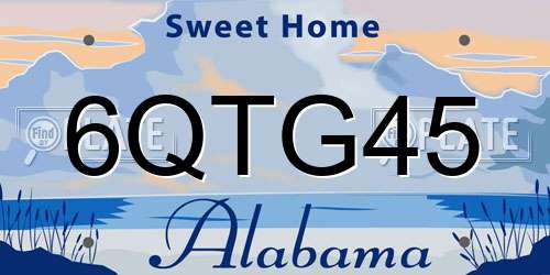 6QTG45 Alabama License Plate