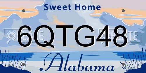 6QTG48 Alabama License Plate