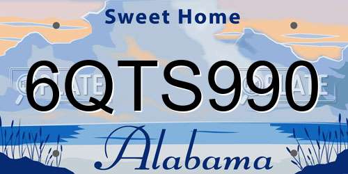 6QTS990 Alabama License Plate