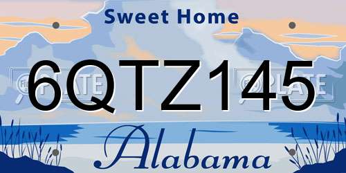 6QTZ145 Alabama License Plate