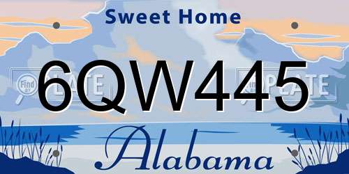 6QW445 Alabama License Plate