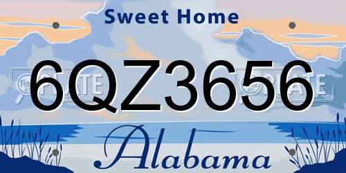 6QZ3656 Alabama License Plate