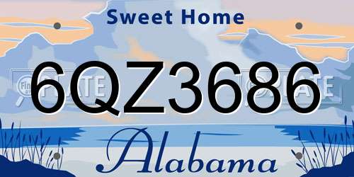 6QZ3686 Alabama License Plate