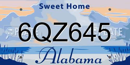 6QZ645 Alabama License Plate