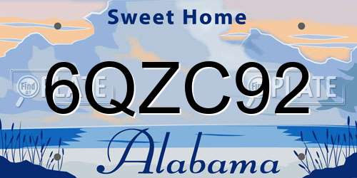 6QZC92 Alabama License Plate