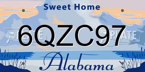6QZC97 Alabama License Plate