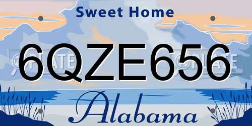 6QZE656 Alabama License Plate