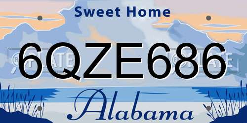 6QZE686 Alabama License Plate