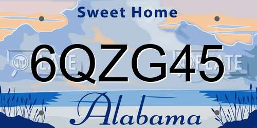 6QZG45 Alabama License Plate