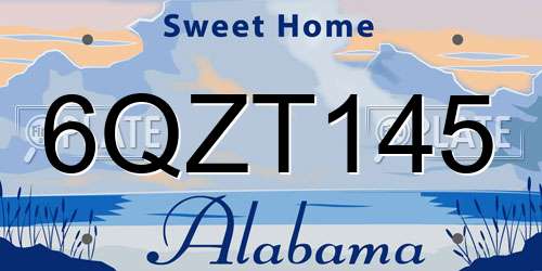 6QZT145 Alabama License Plate
