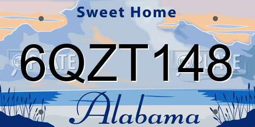 6QZT148 Alabama License Plate