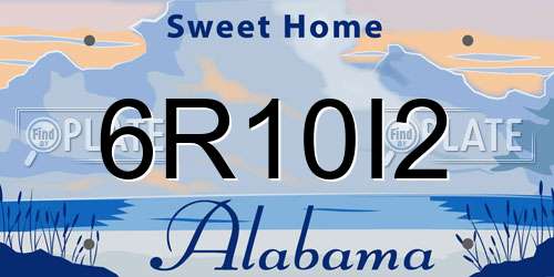 6R10I2 Alabama License Plate