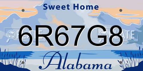 6R67G8 Alabama License Plate