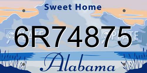 6R74875 Alabama License Plate