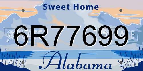 6R77699 Alabama License Plate