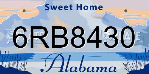 6RB8430 Alabama License Plate