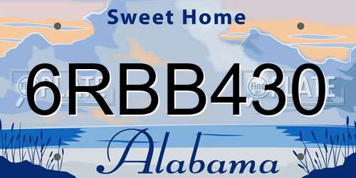 6RBB430 Alabama License Plate