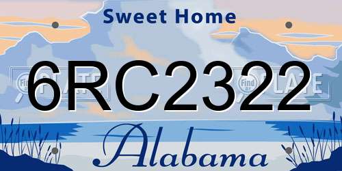 6RC2322 Alabama License Plate