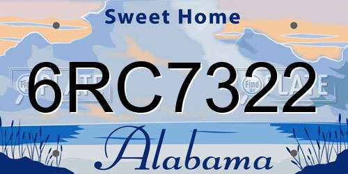 6RC7322 Alabama License Plate
