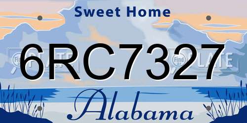 6RC7327 Alabama License Plate