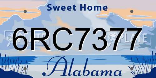 6RC7377 Alabama License Plate