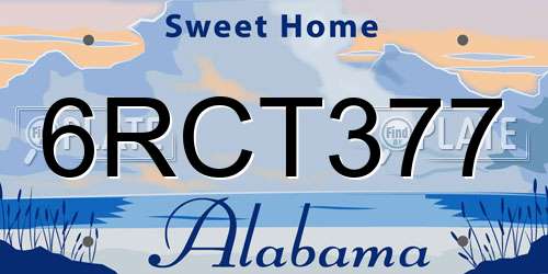 6RCT377 Alabama License Plate