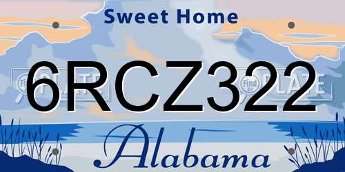 6RCZ322 Alabama License Plate