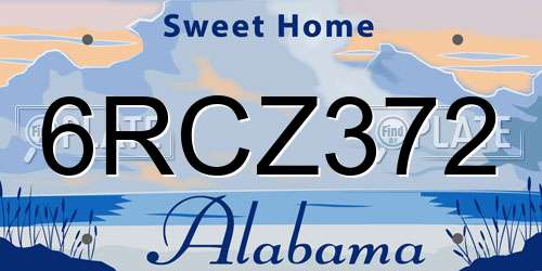 6RCZ372 Alabama License Plate