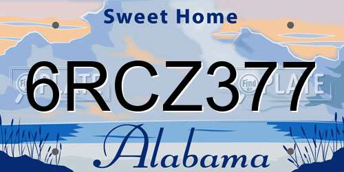 6RCZ377 Alabama License Plate
