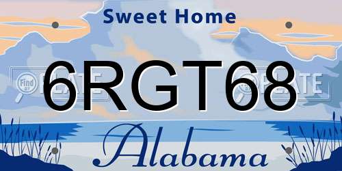 6RGT68 Alabama License Plate