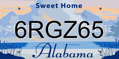 6RGZ65 Alabama License Plate