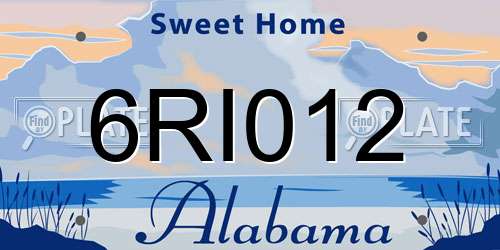 6RI012 Alabama License Plate