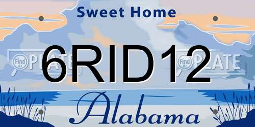 6RID12 Alabama License Plate